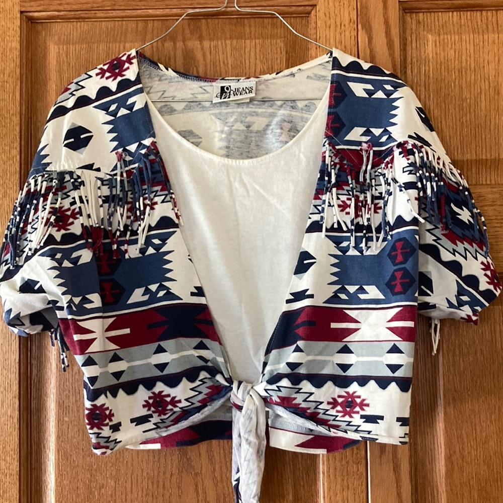 Vintage fringed western tie top
